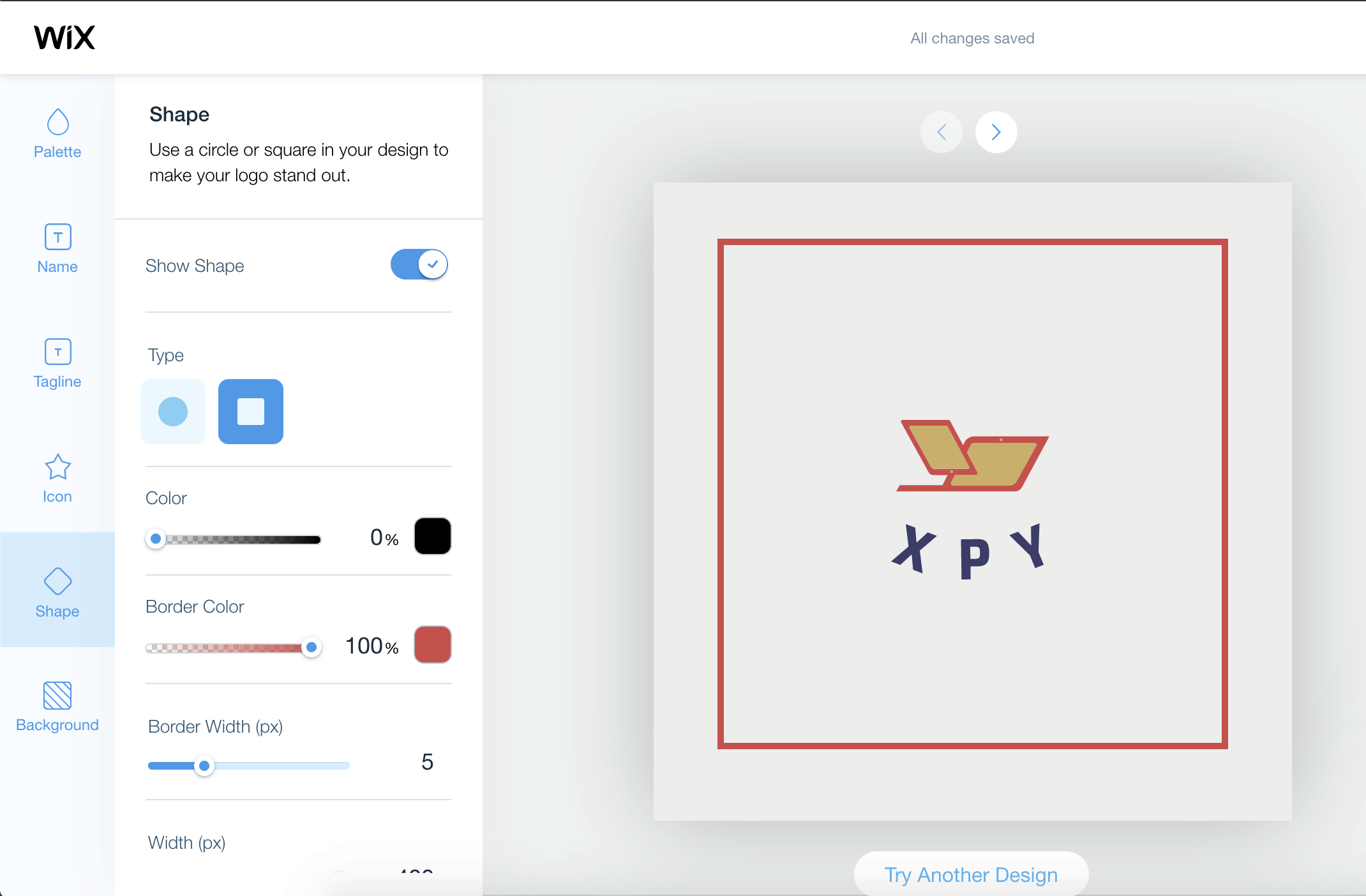 Wix Logo Maker screenshot - Shape editor