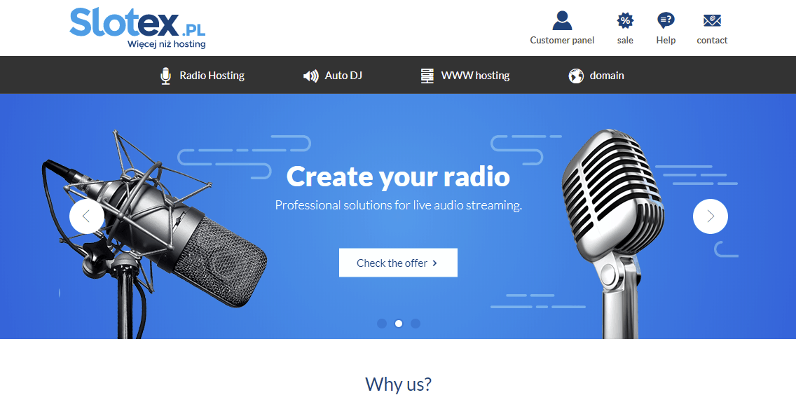 Website hosting domains internet radio Slotex pl