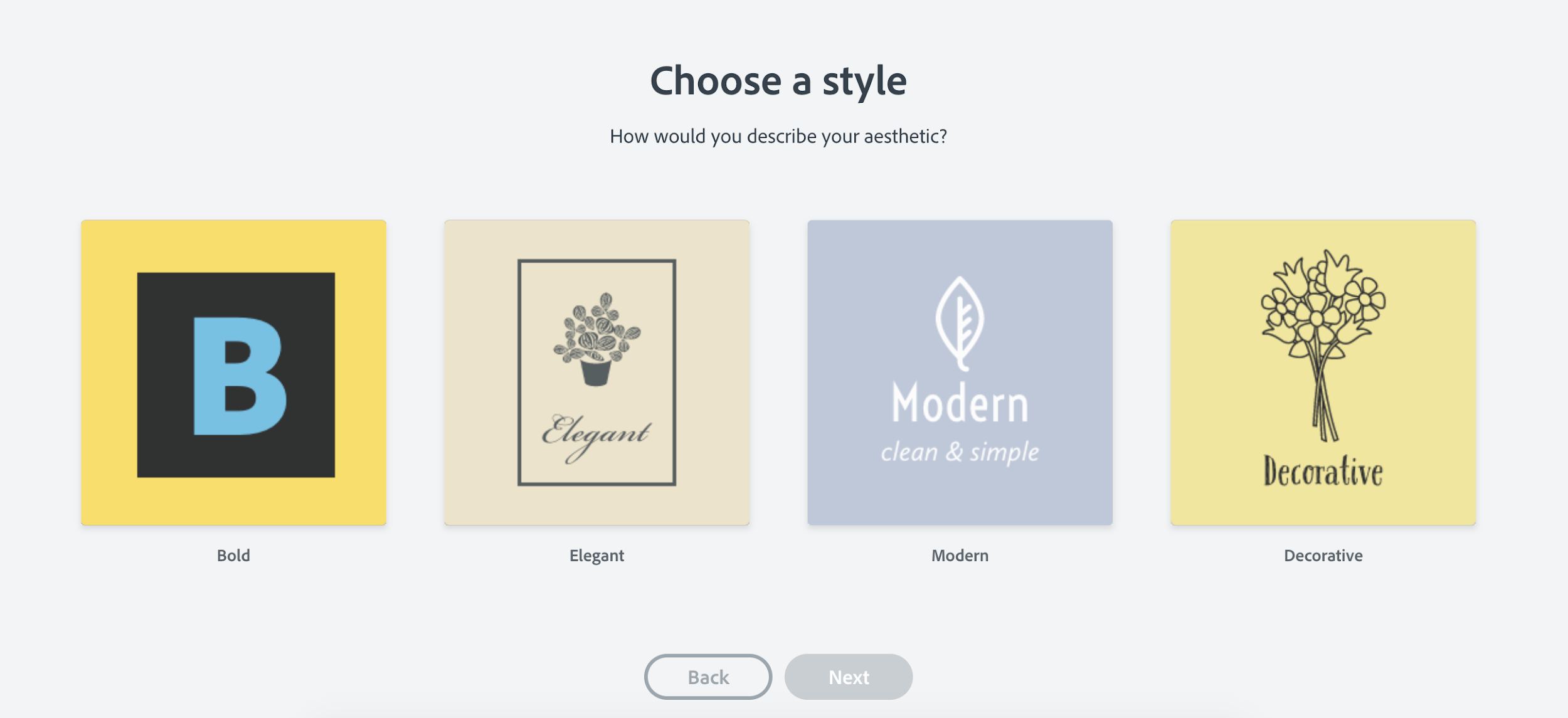 Adobe Spark logo maker screenshot - Choose a style