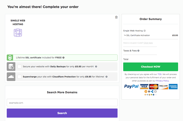 Order summary page for 1&1 IONOS hosting Order summary page for 1&1 IONOS hosting