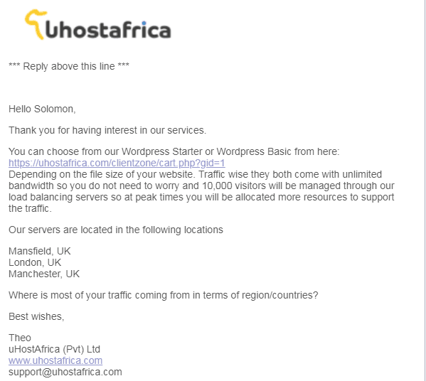 uHostAfrica eamil received