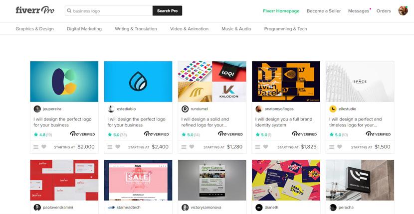 Fiverr screenshot - Fiverr Pro logo designers