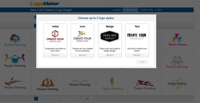 LogoMaker screenshot - Choose logo styles