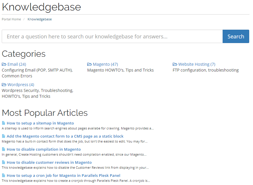 Create Hosting Ltd knowledgebase