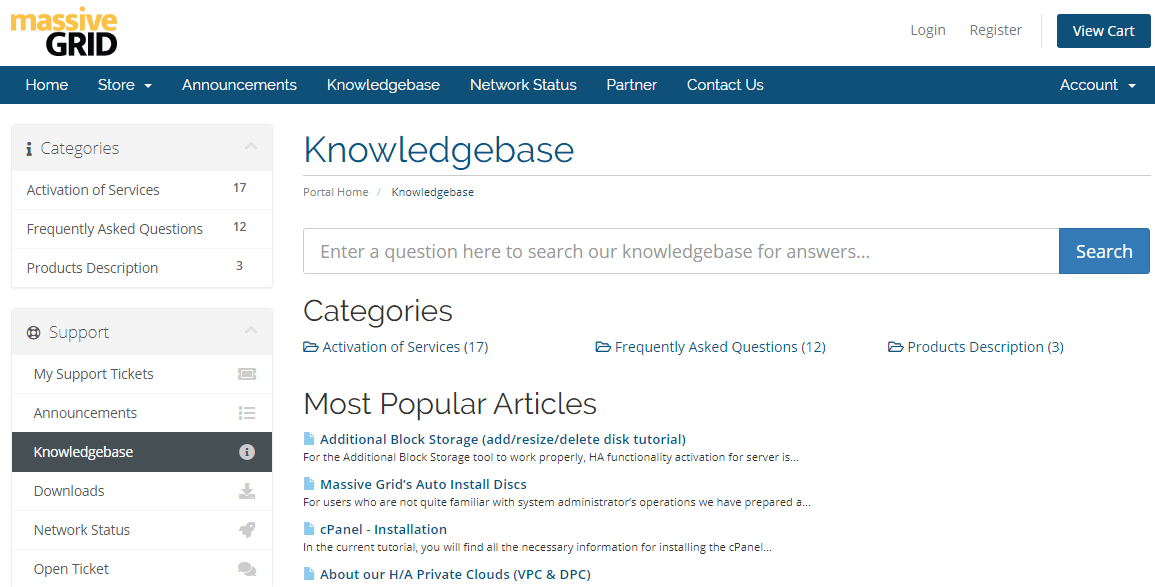 MassiveGRID Knowledgebase