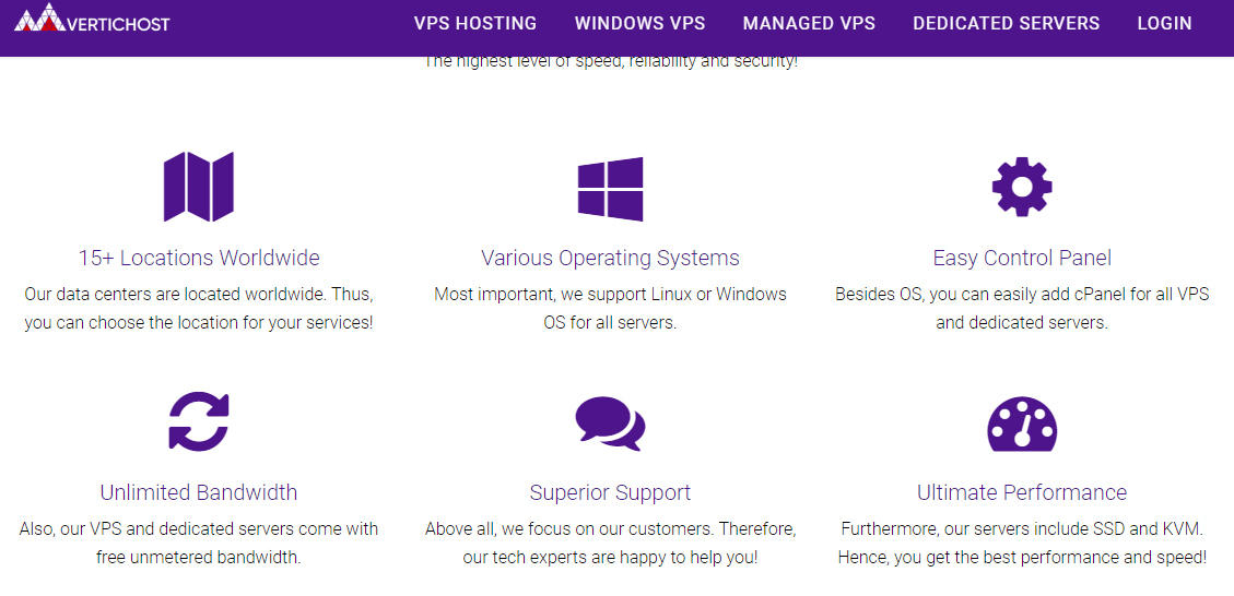 VerticHost features