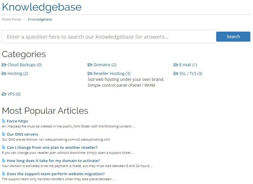 WebUp Hosting knowledgebase