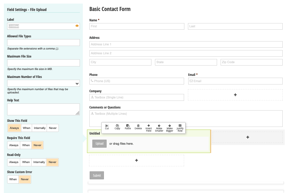 Cognito Forms screenshot - Form editor