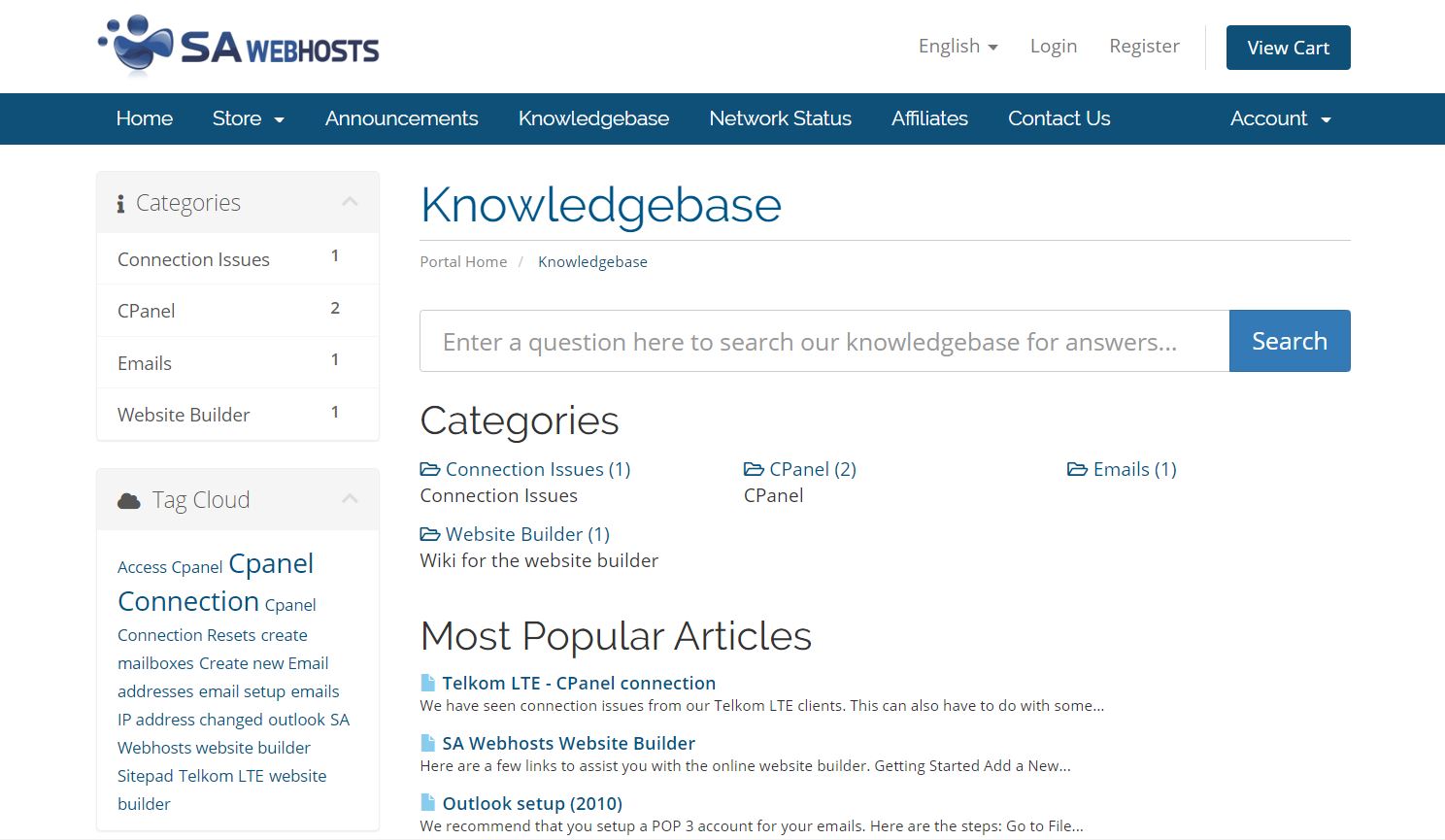 SA Webhosts Knowledgebase