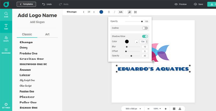 DesignEvo screenshot - Logo editor