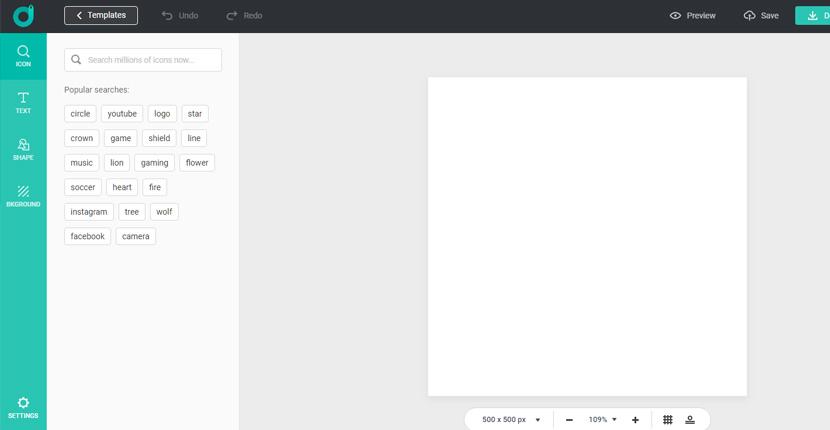DesignEvo screenshot - starting from scratch