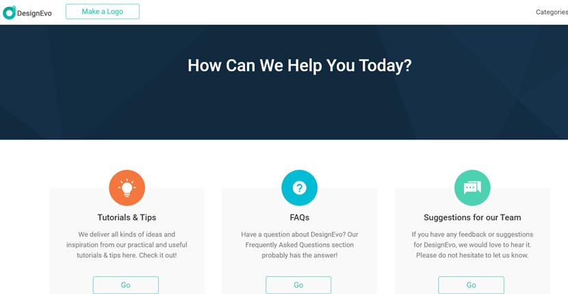 DesignEvo screenshot - Help Center