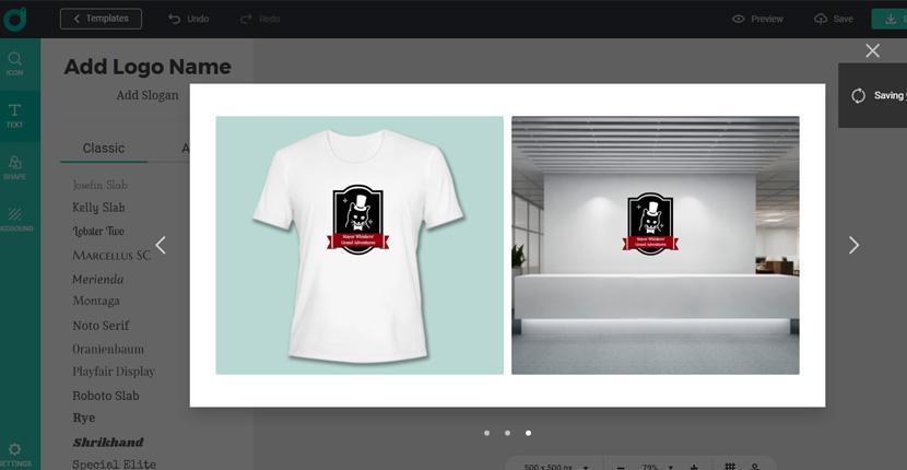 DesignEvo screenshot - Printed merchandise preview