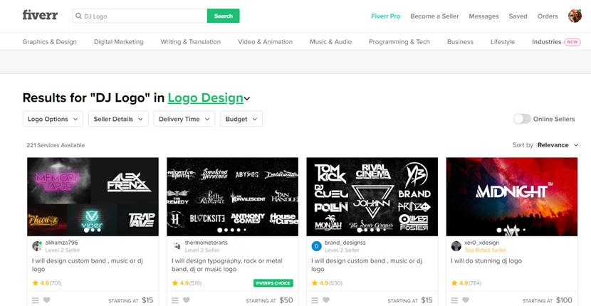 Fiverr screenshot - DJ logo designers