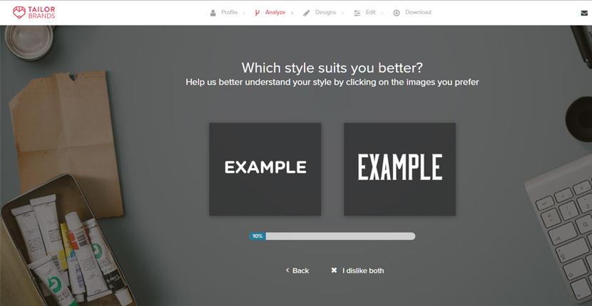 Tailor Brands screenshot - Logo styles