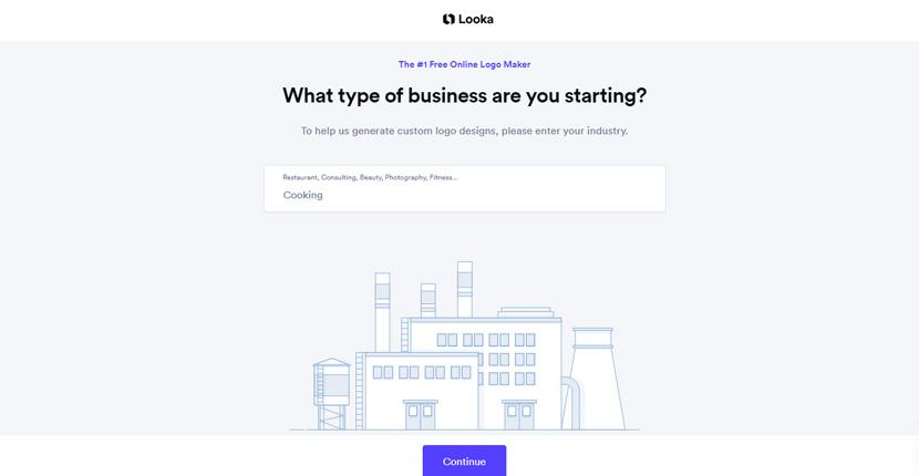 Looka screenshot - Type of business