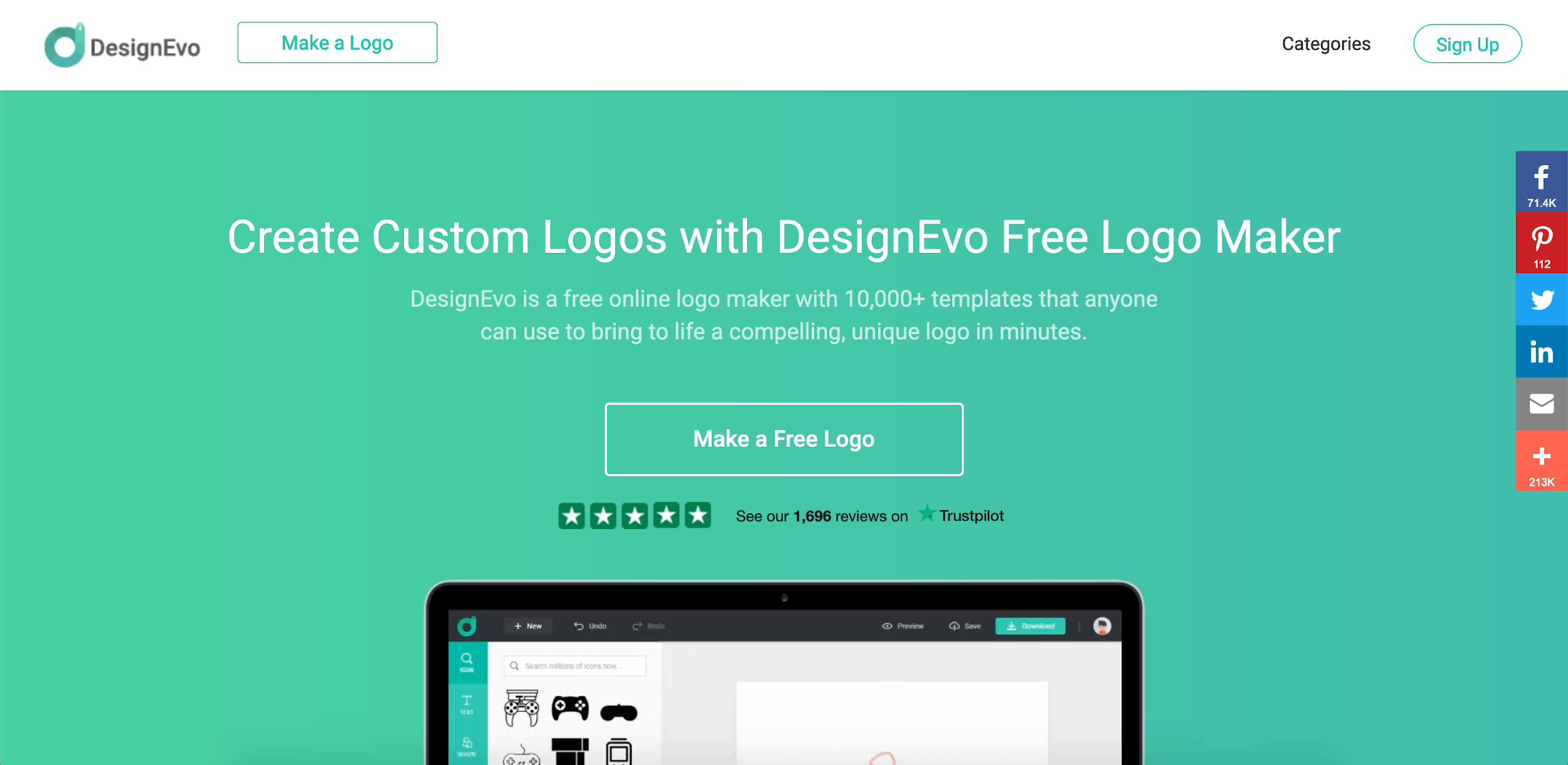 DesignEvo screenshot - homepage