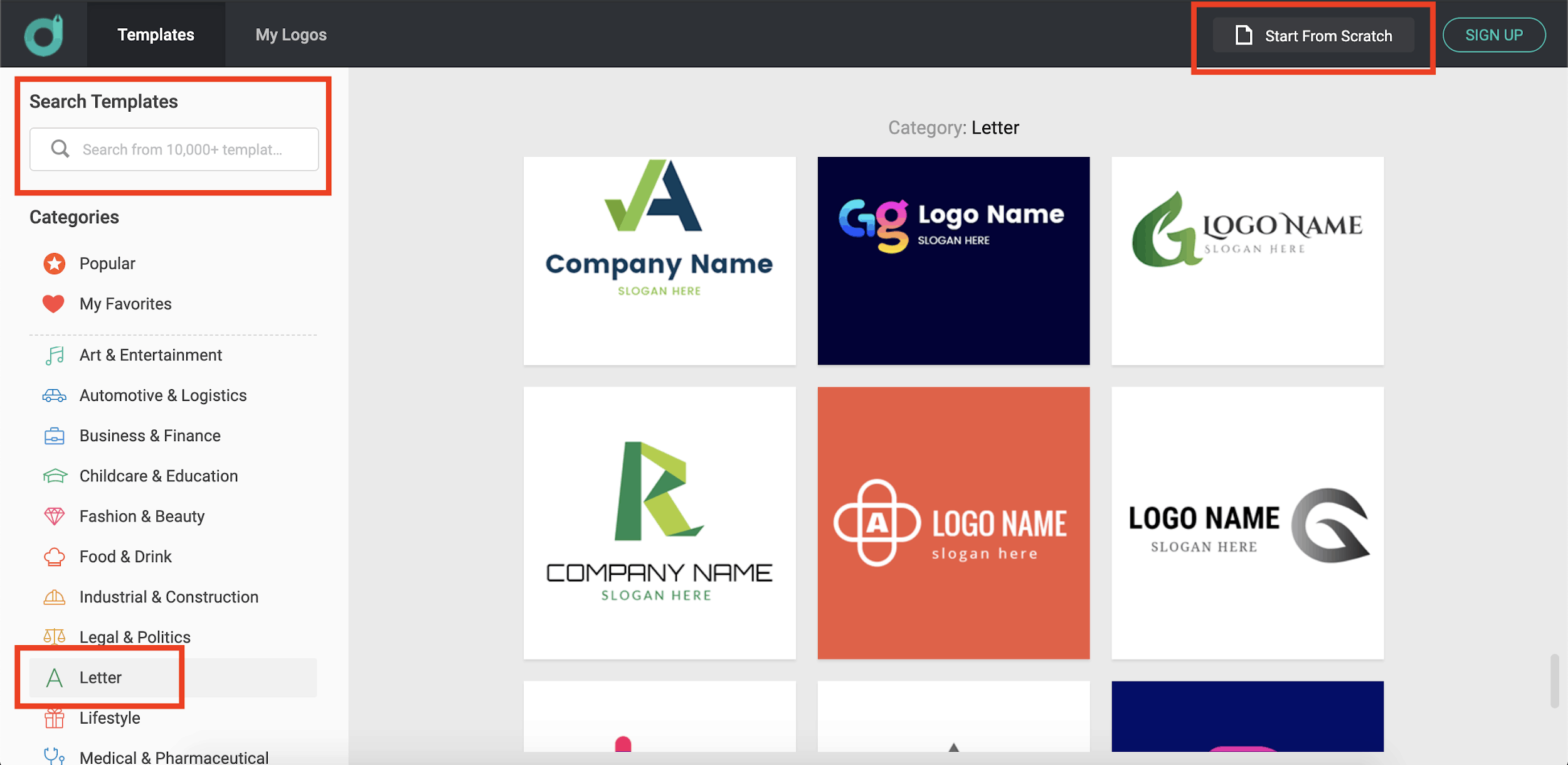 DesignEvo screenshot - Search templates