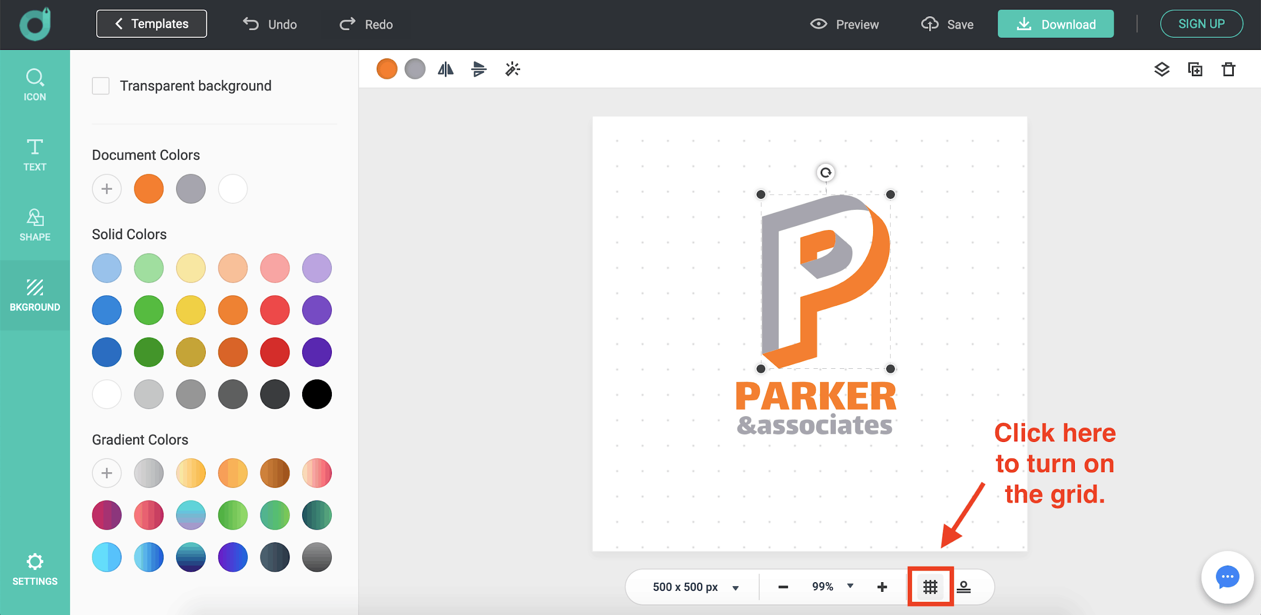 DesignEvo screenshot - Color palettes