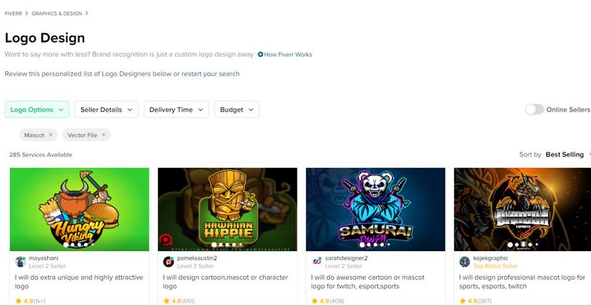 Fiverr screenshot - Logo designers