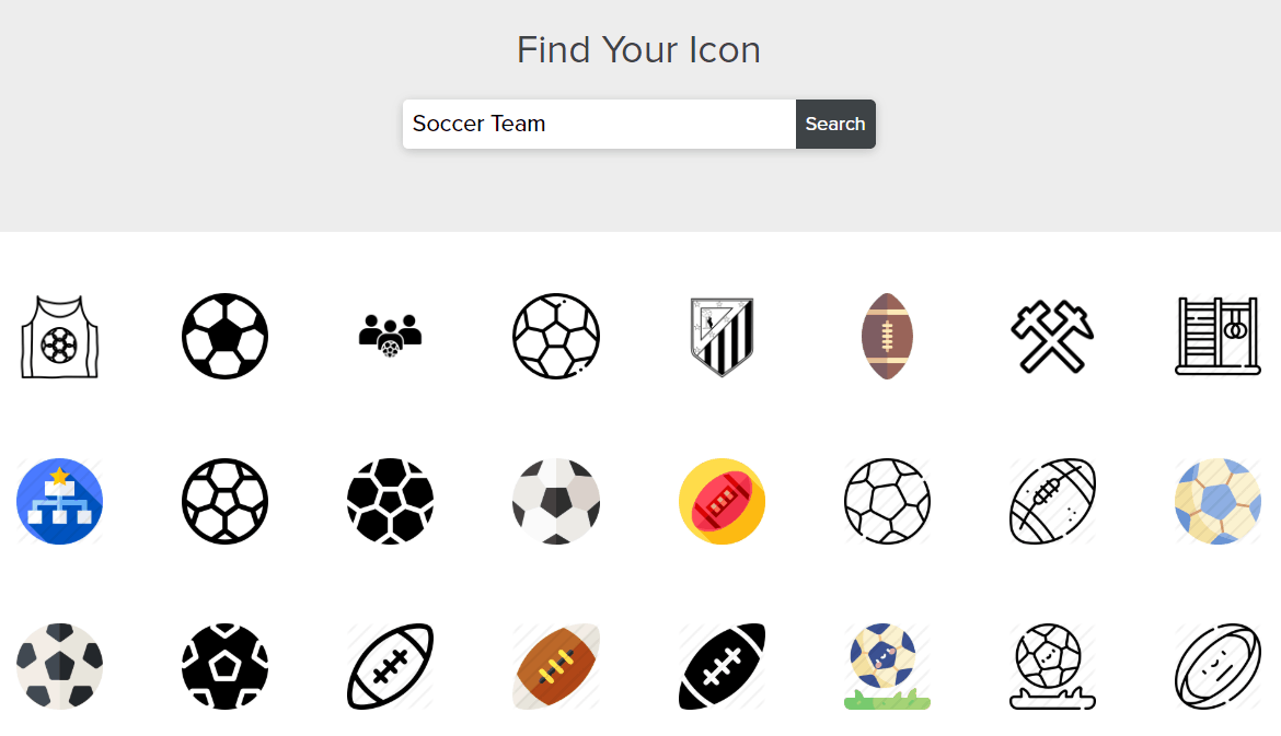 Tailor Brands screenshot - soccer icon library