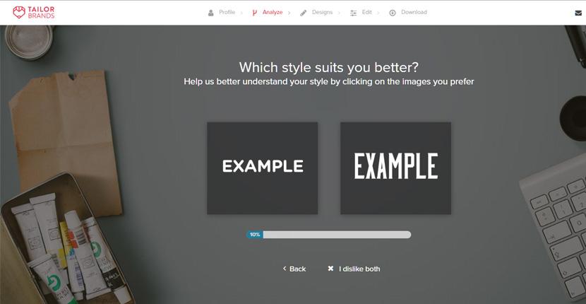 Tailor Brands screenshot - Font styles