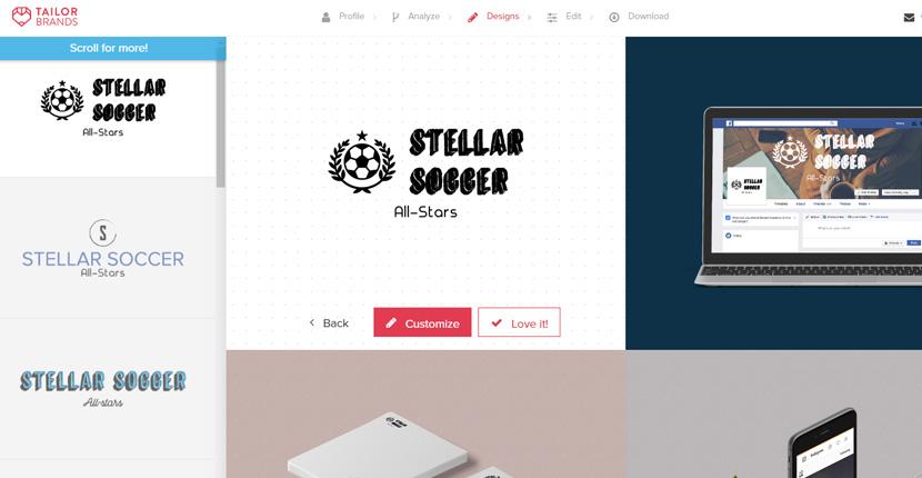 Tailor Brands screenshot - Logo editor