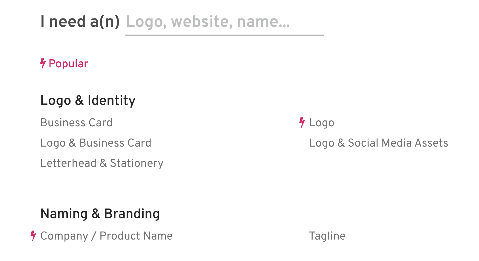 Crowdspring screenshot - logo design packages