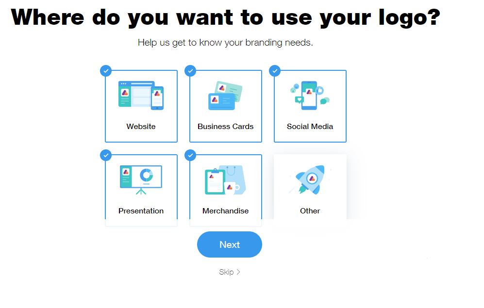 Wix Logo Maker screenshot - logo uses