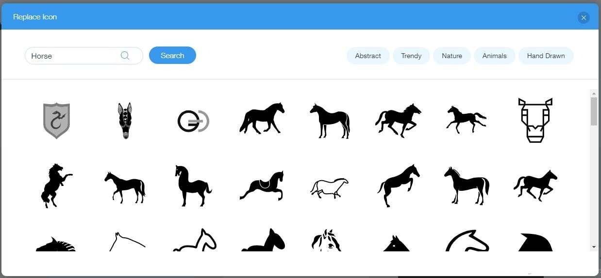 Wix Logo Maker screenshot - horse icons