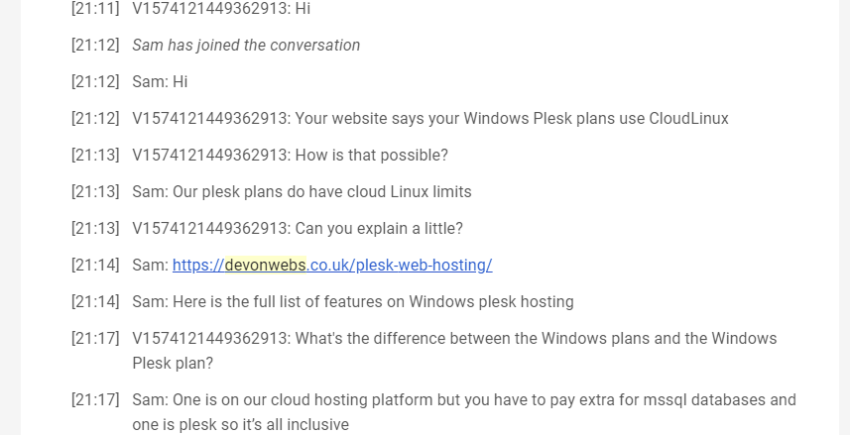 Chat transcript on devonwebs co uk started on Tuesday November 19 2019 at 21 11 GMT 0 mareysolutions gmail com Gmail 850x435