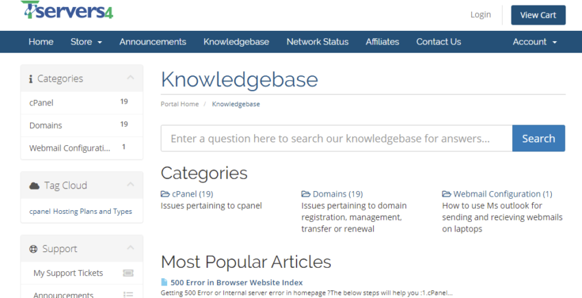 Knowledgebase Tservers4 Webhosting Company 850x435