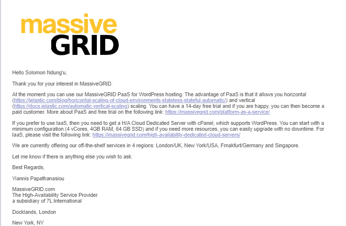 MassiveGRID Support