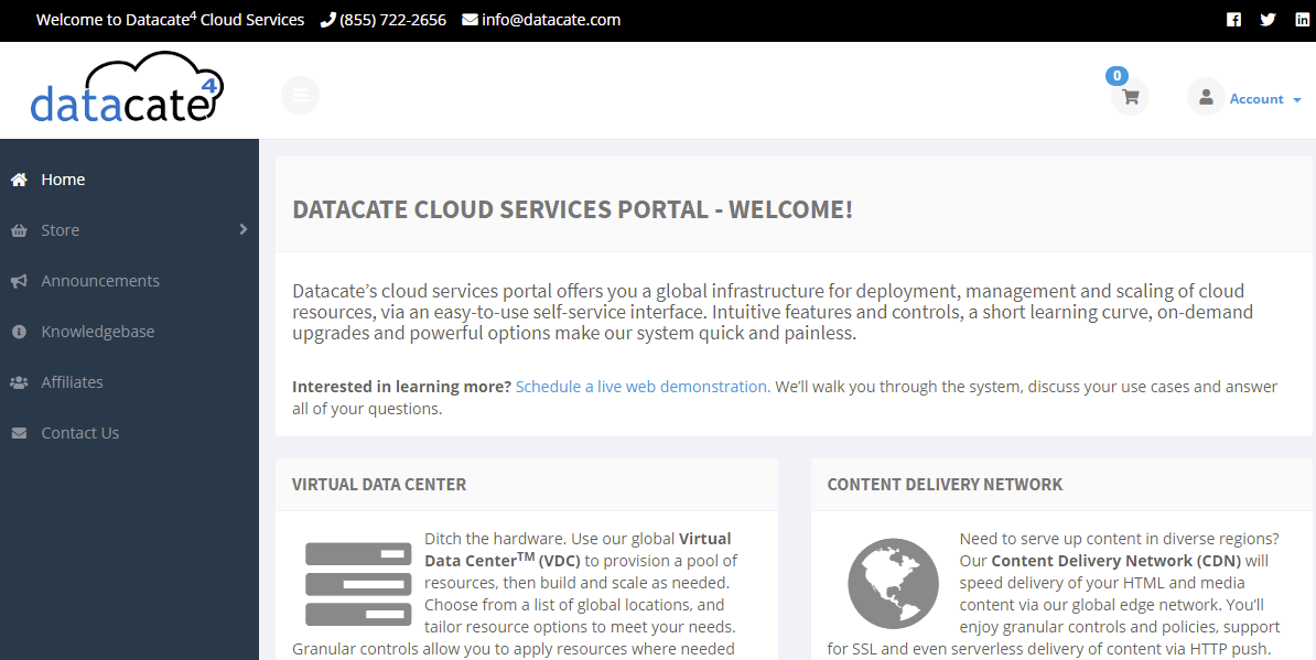 Datacate Main page