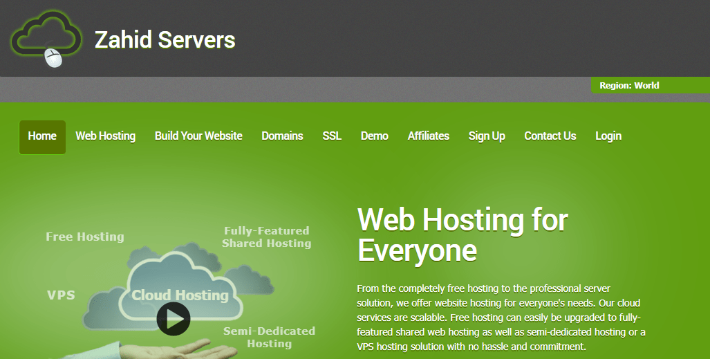 Zahid Servers Main page