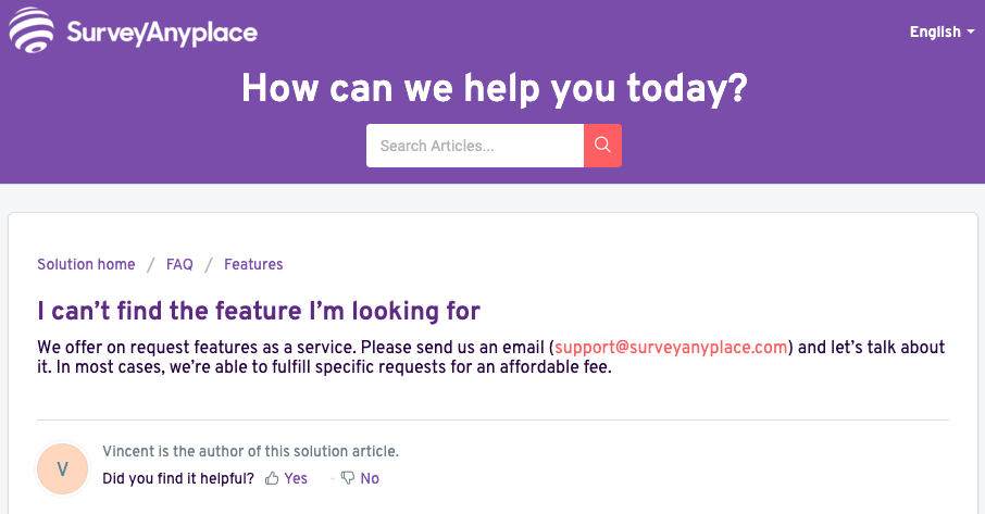 Survey Anyplace screenshot - FAQ section