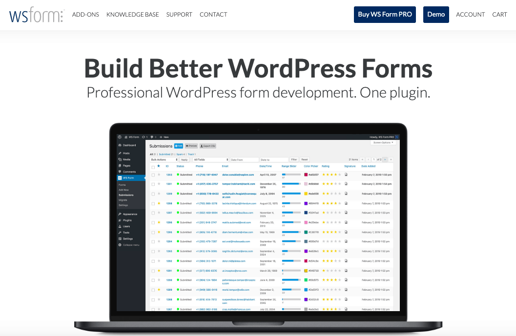 WS Form review - homepage screenshot