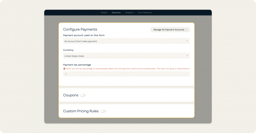 5. Configure Payments with Paperform