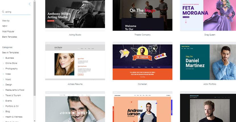 Wix Acting templates