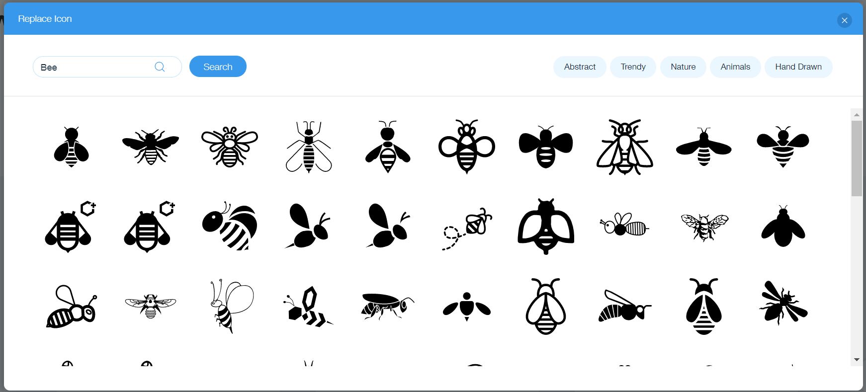 Wix Logo Maker screenshot - bee icons