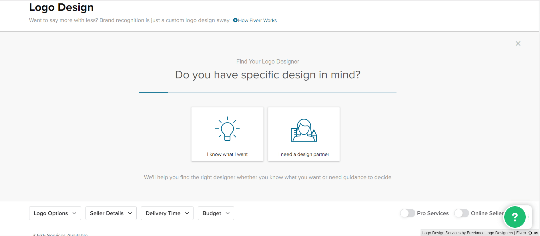 Fiverr screenshot - Logo designer search wizard