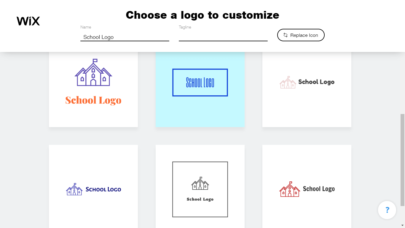 Wix Logo Maker screenshot - AI-generated school logos