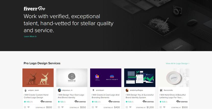 Fiverr screenshot - Fiverr Pro logo design services