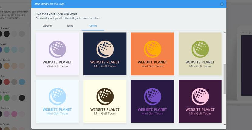 Wix Logo Maker screenshot - Design variations