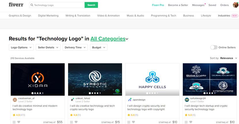 Fiverr screenshot - Technology logo designers