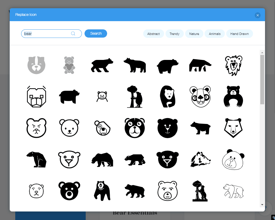 Wix Logo Maker screenshot - Bear icons