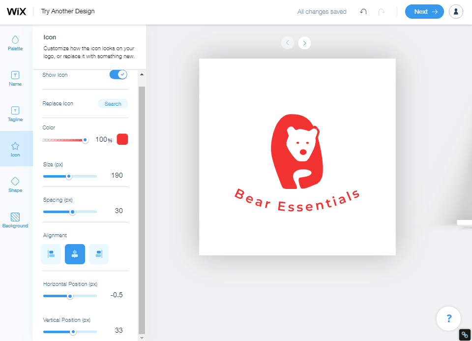 Wix Logo Maker screenshot - Logo editor