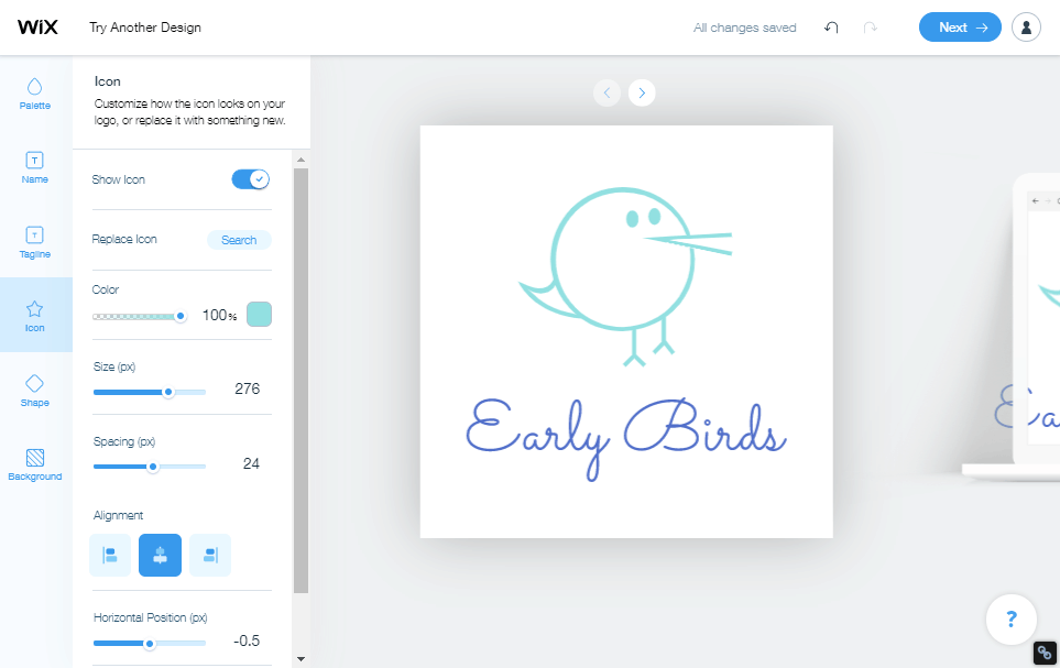 Wix Logo Maker screenshot - Logo editor