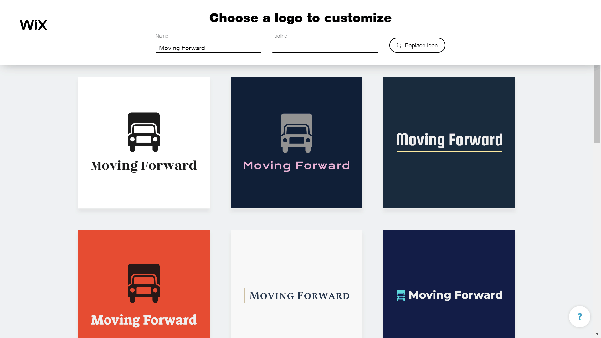 Wix Logo Maker screenshot - AI-generated truck logos