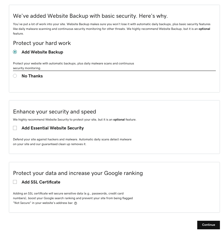 GoDaddy checkout process - upsells